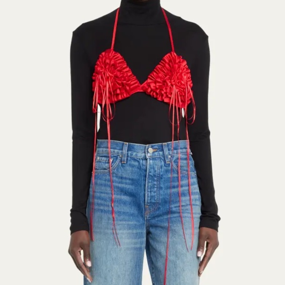 Vaquera frill fringe rosette bra crop top size L